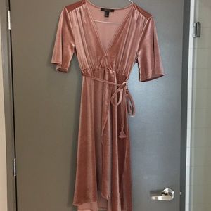 Forever 21 pink velvet midi dress